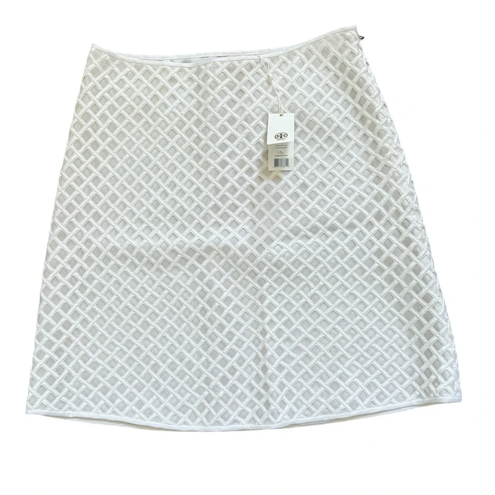 Tory Burch Alaina‎ White Diamond Weave Pencil Skirt NWT